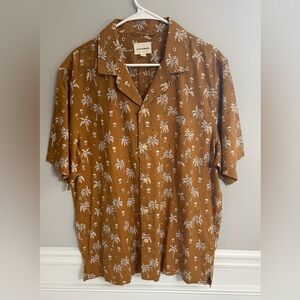 Lucky Brand Brown Palm Print Men's Casual Button Down Shirt